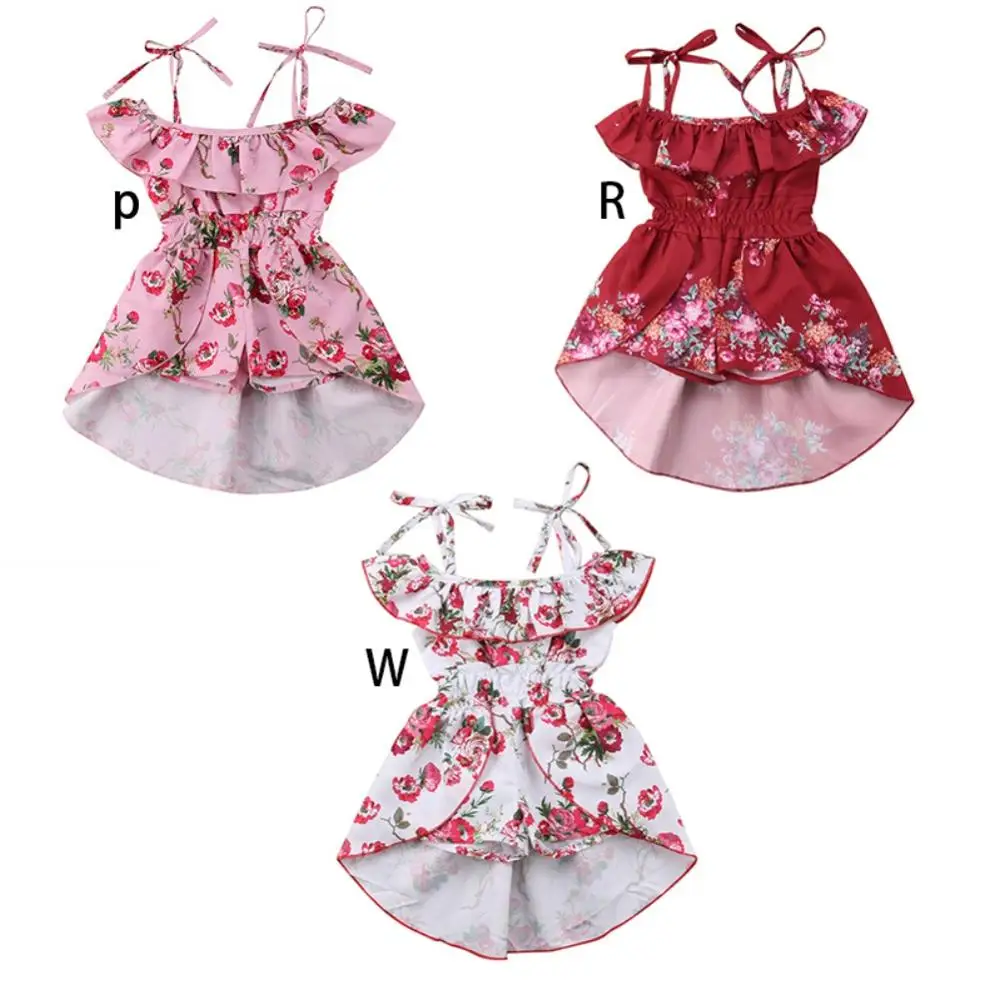 

Casual Baby Girls Irregular Design Strap Dress Cotton Kids Summer Sleeveless Floral Dresses Sundress Outfits 0-5T