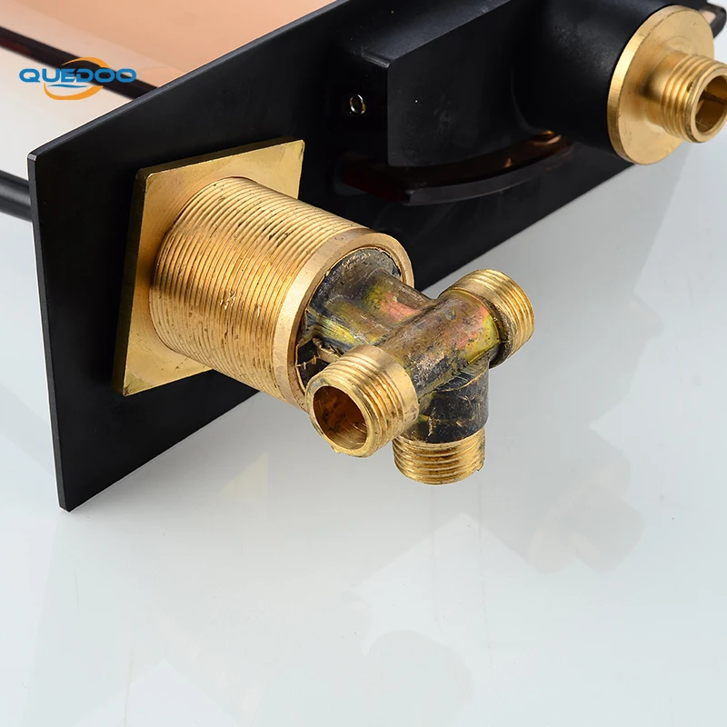 3 Color Change LED Wall Mounted Waterfall Glass Spout Oil Rubbed Bronze Finished Brass Bathroom Faucet Single Handle Mixer Tap |