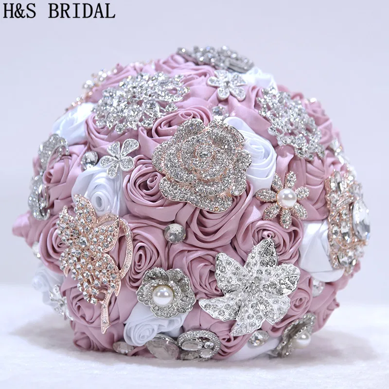 Свадебный букет H & S 14 цветов букеты для невесты Искусственный с кристаллами и