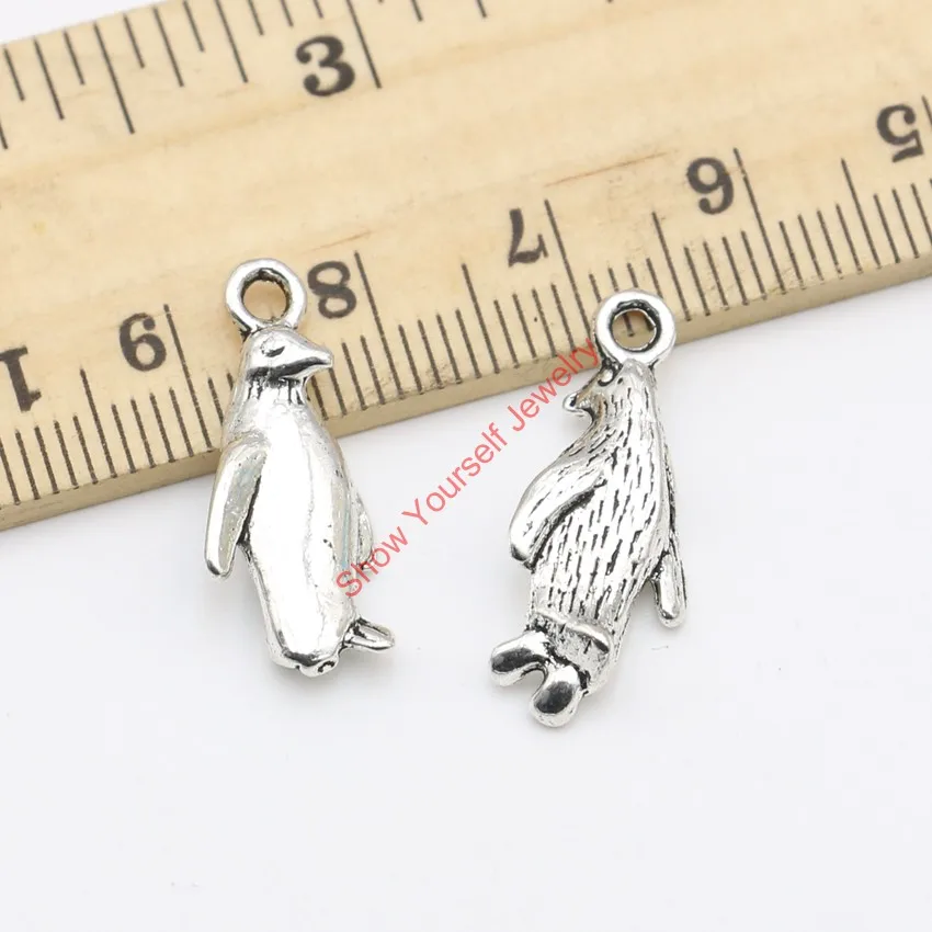 10 шт винтажные античные посеребренные Подвески с пингвином подвески для
