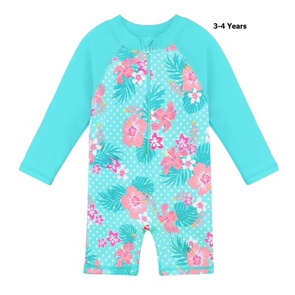 3-4 Years S271 cyan BAOHULU; милый детский купальник с длинными рукавами с героями мультфильмов для мальчиков и девочек; купальный костюм для маленьких девочек; пляжная одежда для детей - Цвет: 3-4 Years S271 cyan
