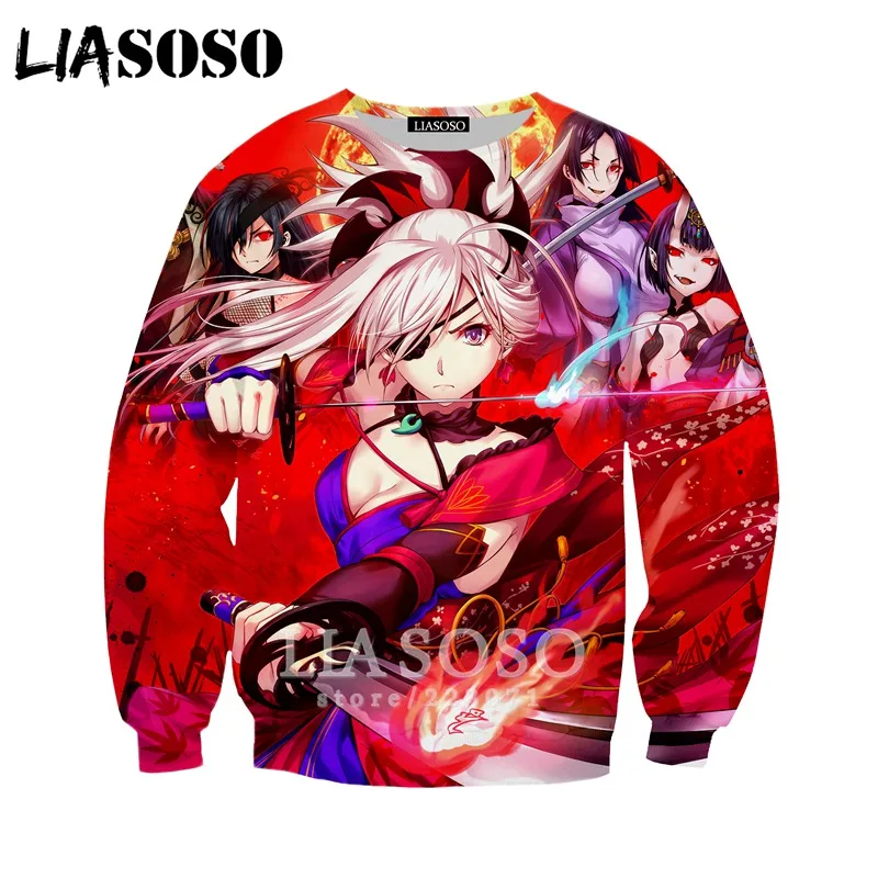 LIASOSO Autumn Fashion Hoodie Men Women 3D Print Anime Fate Grand Order Sweatshirt Casual Unisex Long-Sleeve Pullover A127-23 | Мужская