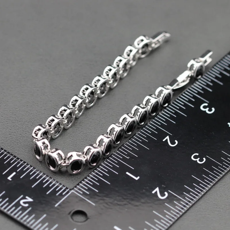 Серебряный цвет простой черный циркон браслет Здоровье модные ювелирные изделия