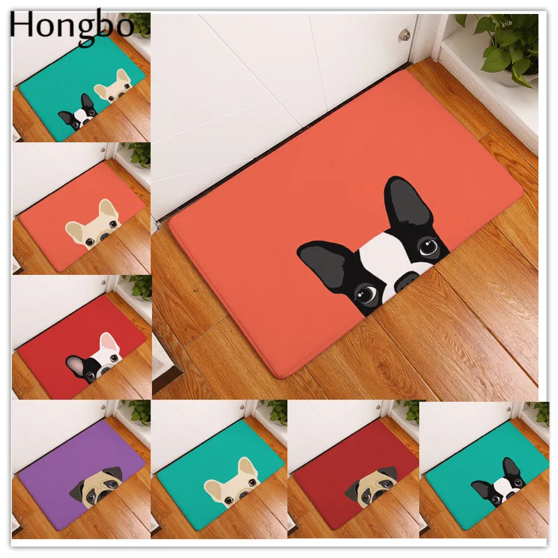

Hongbo 40*60cm Anti Slip Mats Brief Cute Cartoon Bulldog Puppy Dog Mats Welcome Home Entrance Door Floor Flannel Rug