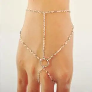 Простой позолоченный золотистые и Серебристые подвески браслет из сплава с