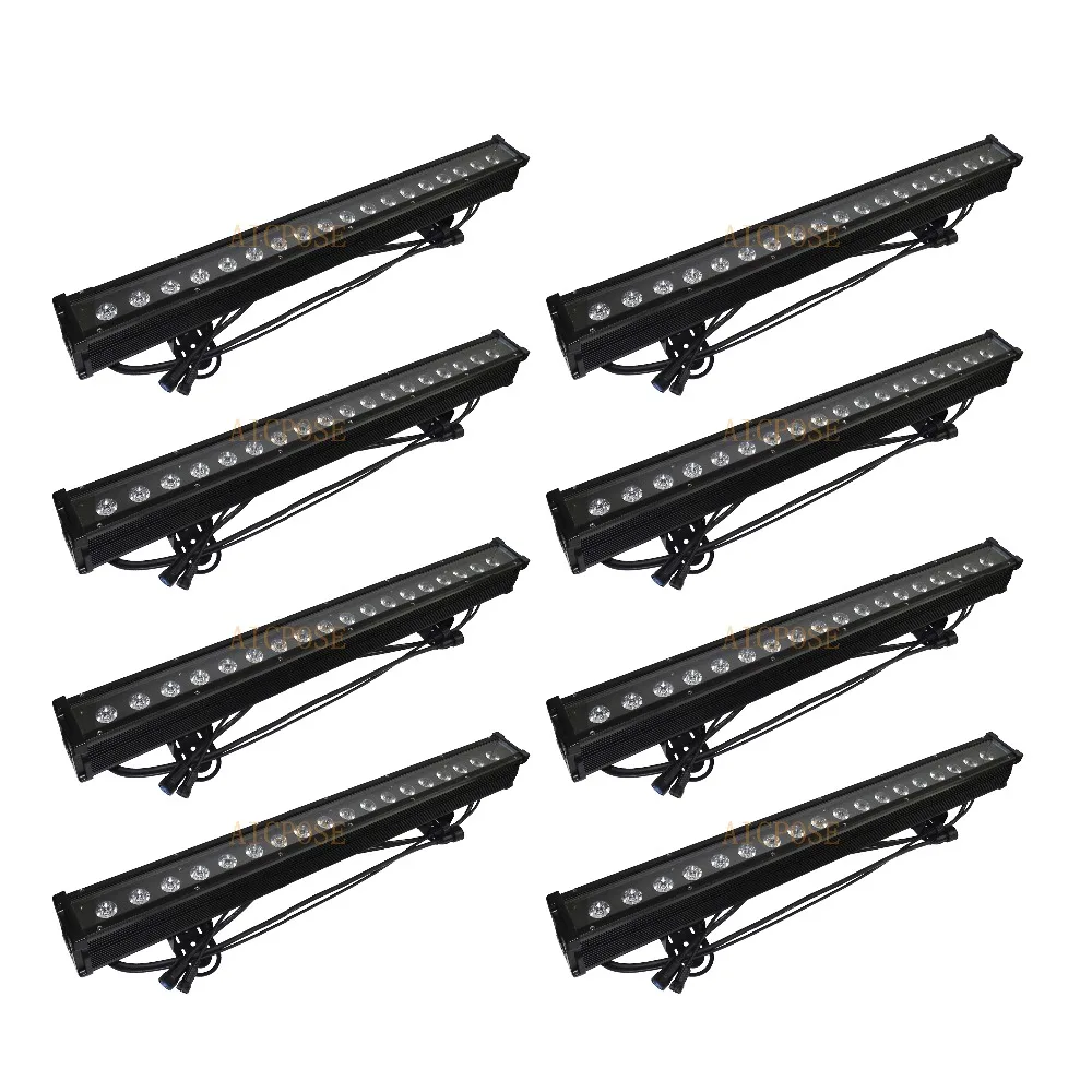 

8Pcs/lots IP65 Waterproof Wall Washer 18*10W RGBW 4 in 1 LED Flood Lights Dj Disco Lights Wedding Stage Lighting