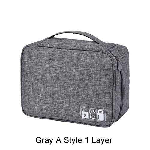 A Style Gray Bag Дорожный кабель сумка зарядное устройство провод электронный цифровой гаджет Органайзер Чехол косметический набор Чехол шкаф аксессуары Принадлежности - Color: A Style Gray Bag