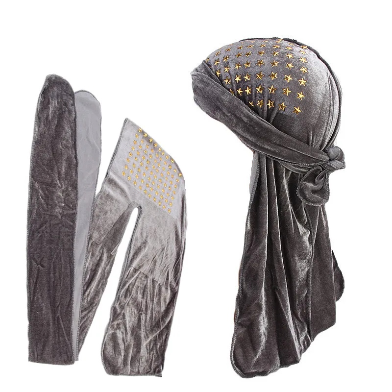 Вельветовые длинные хвостовые головные повязки Золотая пятизвездочная