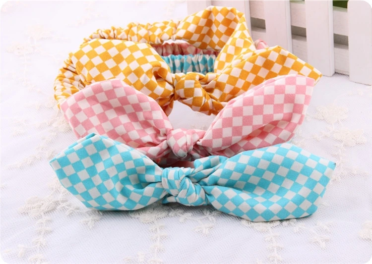 1 pc BabyGirl Headband Infant Toddler Soft Stretch Dot Rabbit Bow Turban Hairband Plaid Head Wrap Hair Accessories | Детская одежда и
