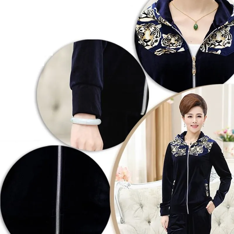 Брючный костюм женский из бархата с капюшоном и принтом|female set|two setsuit suit |