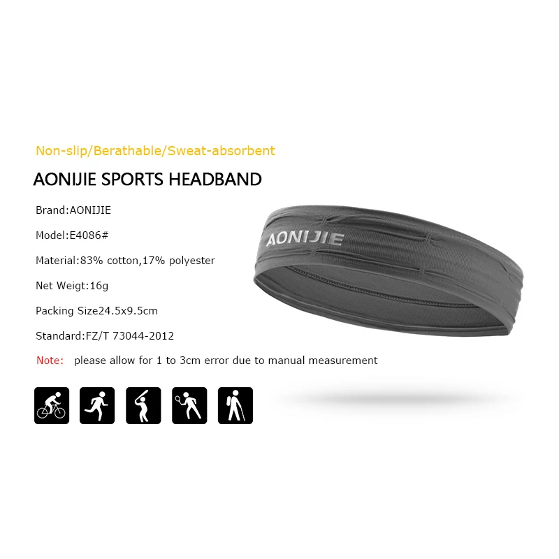 AONIJIE E4086 повязка на голову для тренировок нескользящая запястье мягкая