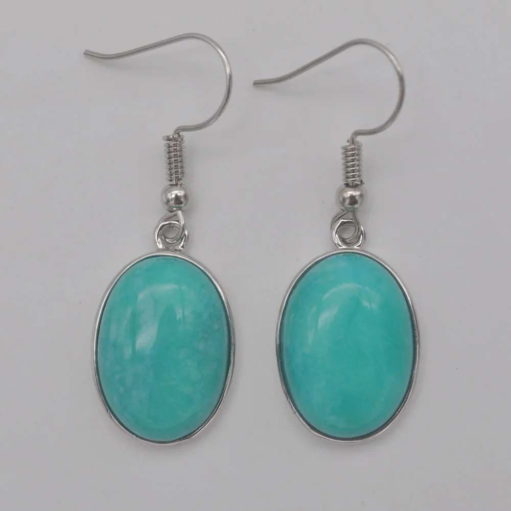 Серьги-подвески с овальными бусинами из амазонита ювелирные изделия для женщин
