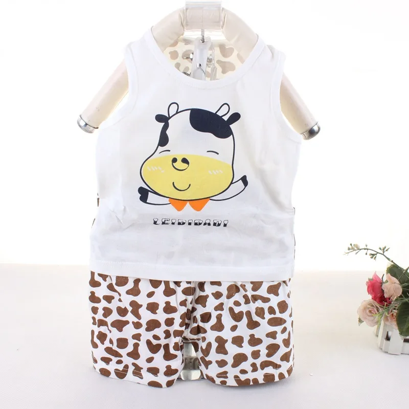 Комплекты для малышей с рисунком коровы новые летние костюмы маленьких девочек и