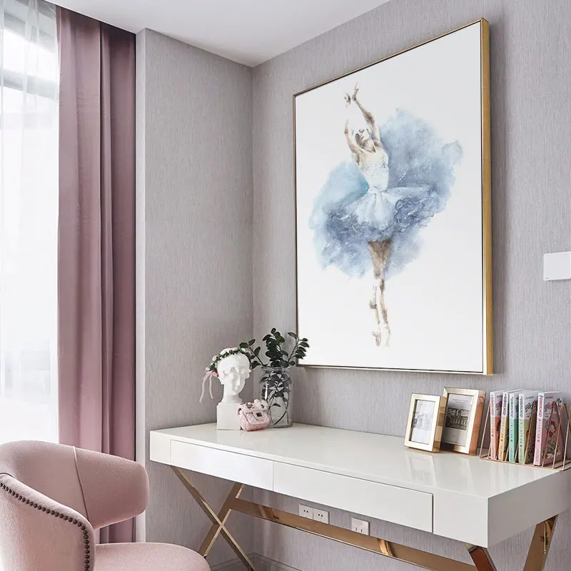 Unframed Nordic Canvas Painting Wall Art Watercolor Princess Modern Ballet Girl for Girls Kids Room wall picture poster | Дом и сад