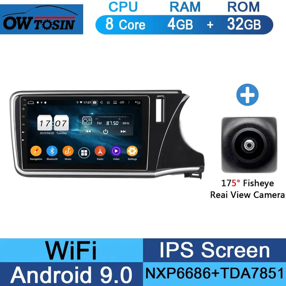 32G Fisheye Camera 10," ips Android 9,0 8 Core 4G Оперативная память+ 64G Встроенная память автомобильный dvd-радиоплеер gps для Honda City DSP CarPlay попугай BT - Цвет: 32G Fisheye Camera