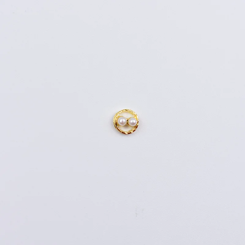 Round-Pearl 10 шт. Япония Корея золотой 3d-украшения для ногтей Star алмаз в форме сердца кристалл AB Блеск Стразы Полые Металлические Шпильки Аксессуар - Цвет: Round-Pearl
