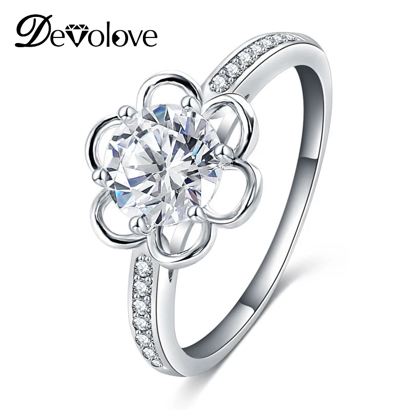 DEVOLOVE 2018 новый цветок Форма девушки серебряные Цвет кубического циркония Bague