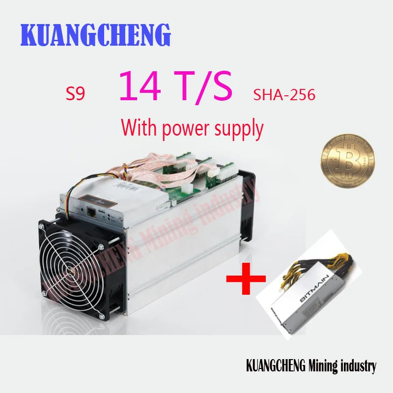 

KUANGCHENG !85~95% new used AntMiner S9 14T/S Bitcoin BCH SHA256 Miner Asic Miner 16nm Btc Miner Bitcoin Mining Machine with PSU