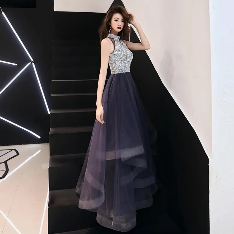 Платье для выпускного бала Beauty Emily фиолетовое блестящее платье с лямкой на шее а