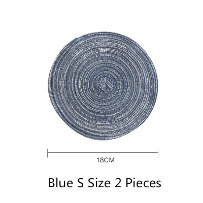 Blue S 2 Pieces DUNXDECO, настольная подставка, коврик для чашки, Круглый, натуральный, льняной, ткацкий коврик, современный, скандинавский, Меса, украшение для обеденного стола - Цвет: Blue S 2 Pieces