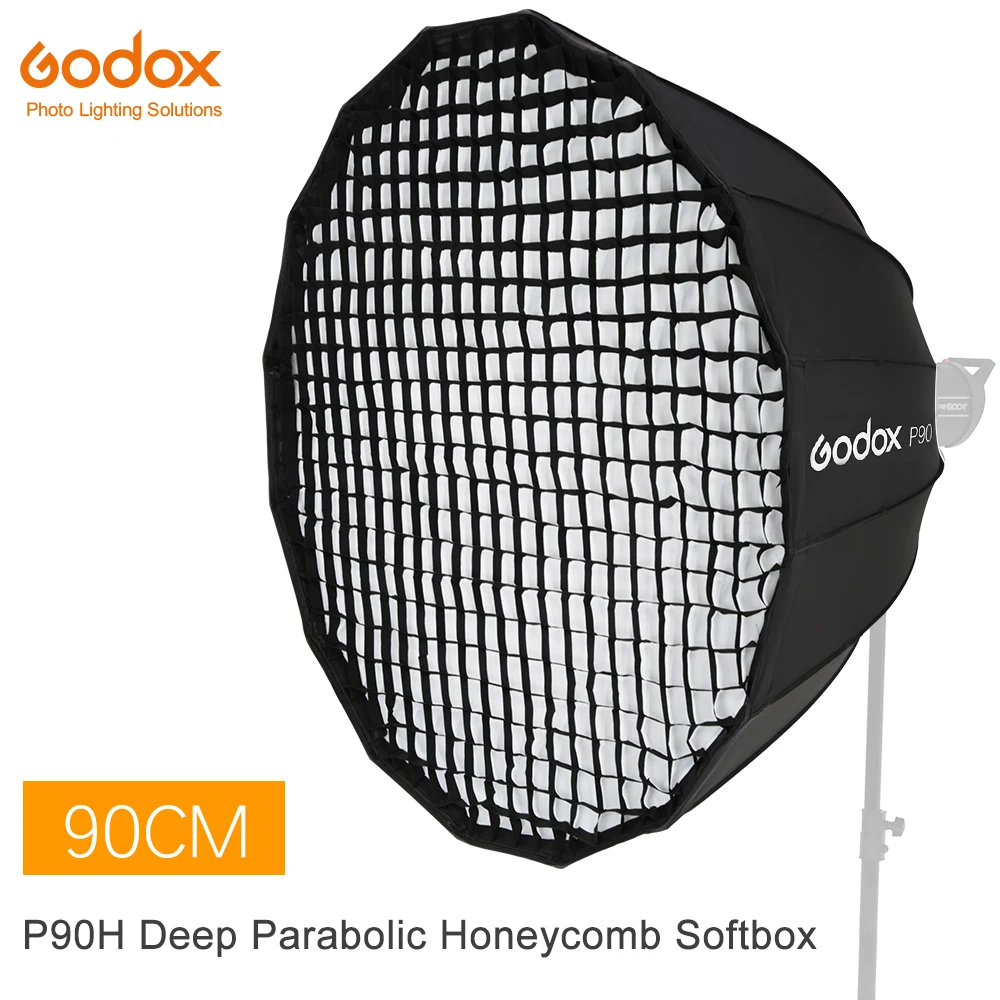 Портативный параболический софтбокс Godox P90H 90 см глубокий сотовый с решеткой и
