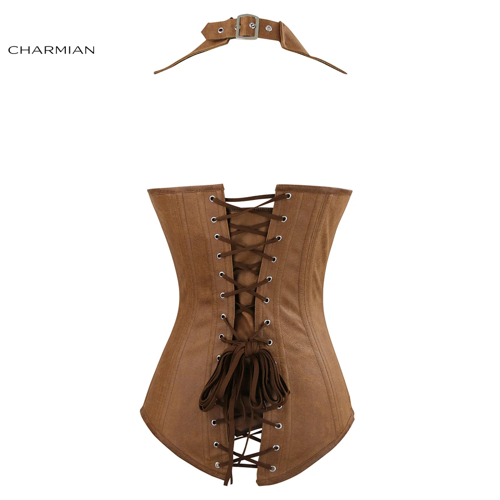 Женский короткий корсет Charmian в стиле стимпанк готический со стальными