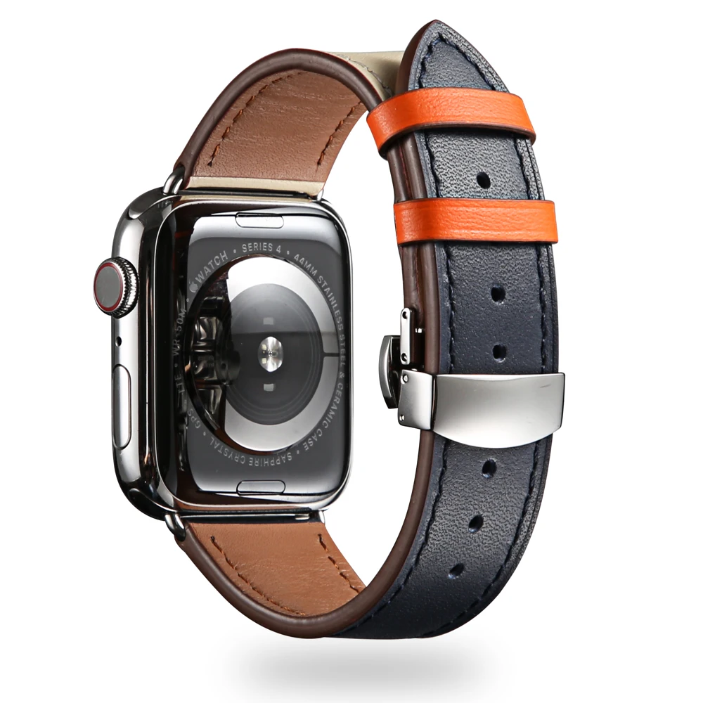 Кожаный ремешок для Apple watch band 4 44 мм 40 aplle iwatch correa 42 38 3 2 Бабочка Пряжка наручный
