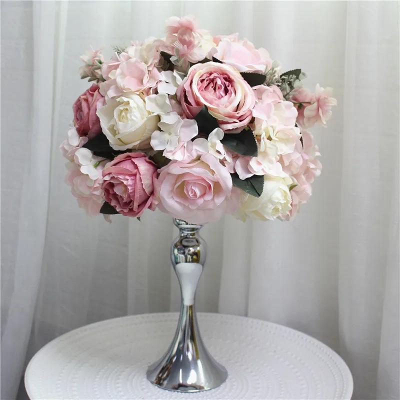 Light pink На заказ 35 см шелковые пионы искусственный цветок шар центральный расположение декора для свадьбы фон стол цветок шар 13 цветов - Цвет: Light pink