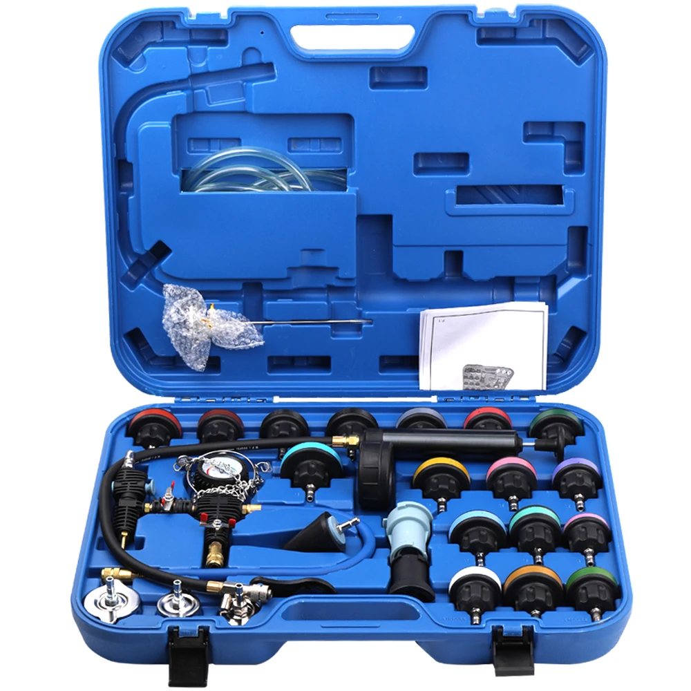 

Professional 28pcs Universal Radiator Pressure Tester Vacuum Type Cooling System Test Detector Kits