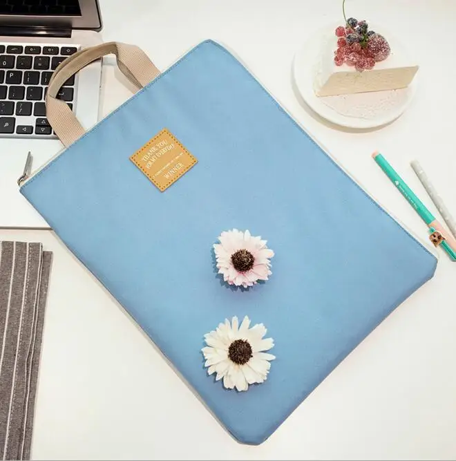 BabyBlue With Flower Большая вместительность, водонепроницаемый Органайзер на молнии А4, Мужская Т-сумка, Офисная папка для файлов, деловая сумка для ноутбука, сумки для мужчин и женщин - Цвет: BabyBlue With Flower