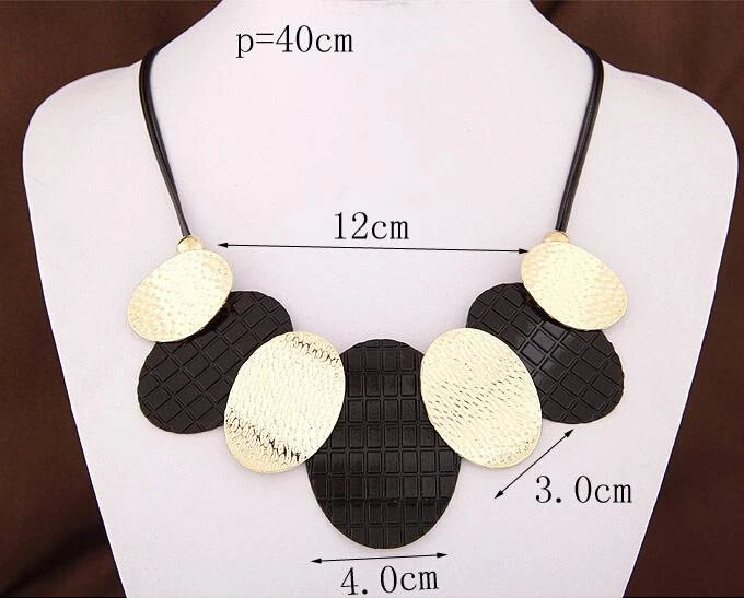 Колье ожерелье с овальными металлическими листами кулон колье Femme Bijoux женское массивное кожаное ожерелье s& Подвески