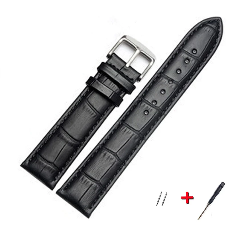 Hight Quality 20mm Watch Band Leather 22mm Men Women Brown Waterproof Watch Strap 16mm Genuine Steel Buckle Black 18mm Watchband