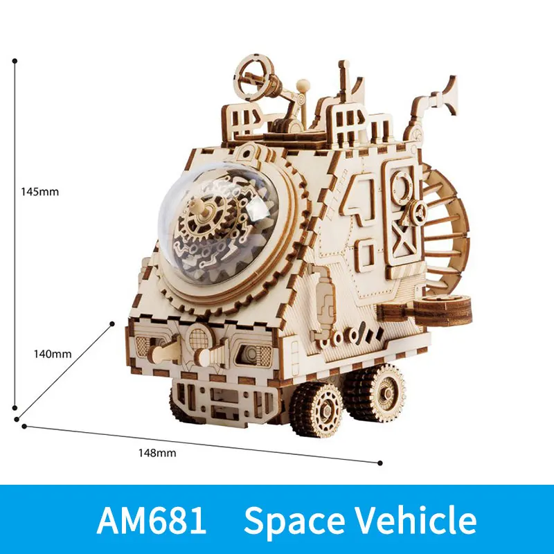 AM681 ROKR 6 видов DIY стимпанк музыкальная шкатулка 3D деревянная головоломка сборная Модель Строительный набор игрушки для детей подарок на день рождения Прямая поставка - Цвет: AM681