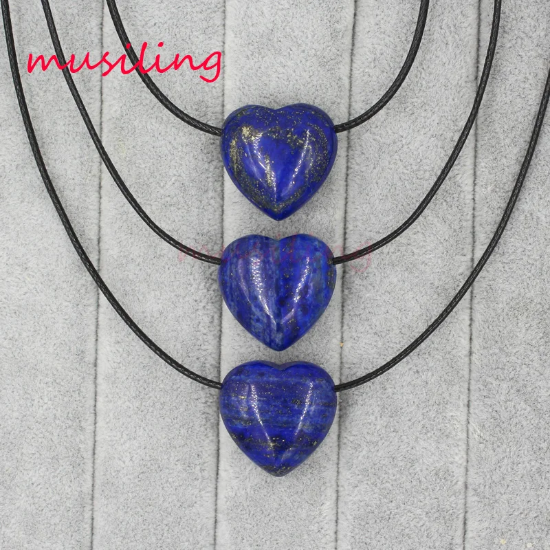 

musiling Jewelry Heart Pendant Necklace Natural Stone Lapis Lazuli Reiki Pendulum Accessories Charms Jewelry For Lover 10pcs