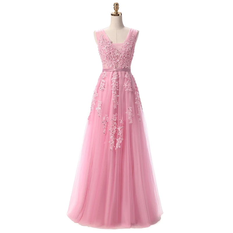 Женское длинное вечернее платье Beauty Emily синее кружевное с V образным вырезом и