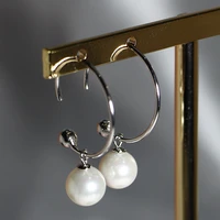 quality 925 sterling silver jewelry circle earring exquisite simple pearl earrings for women