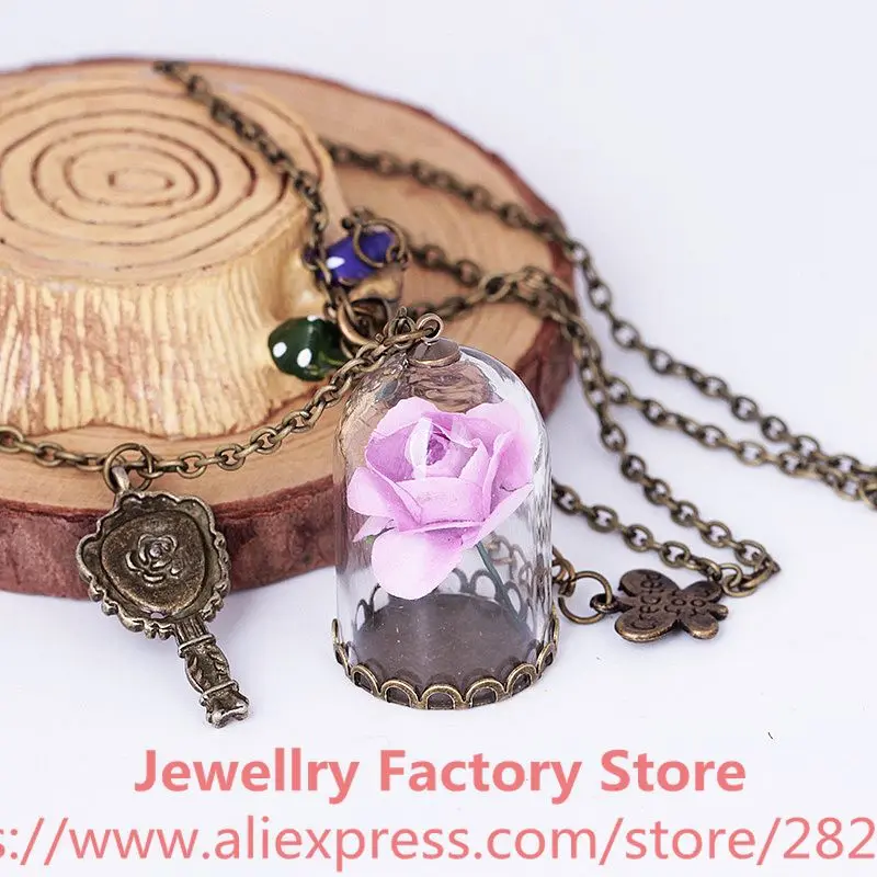 150 шт./лот ожерелье Красавица и Чудовище Заколдованная Роза в террариуме
