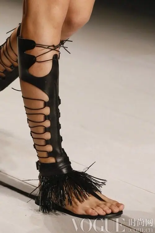 Красочные fringe sandali tacchi Алты gladiatore donne stivali di pelle serpente на шнуровке delle scarpe signo | Обувь