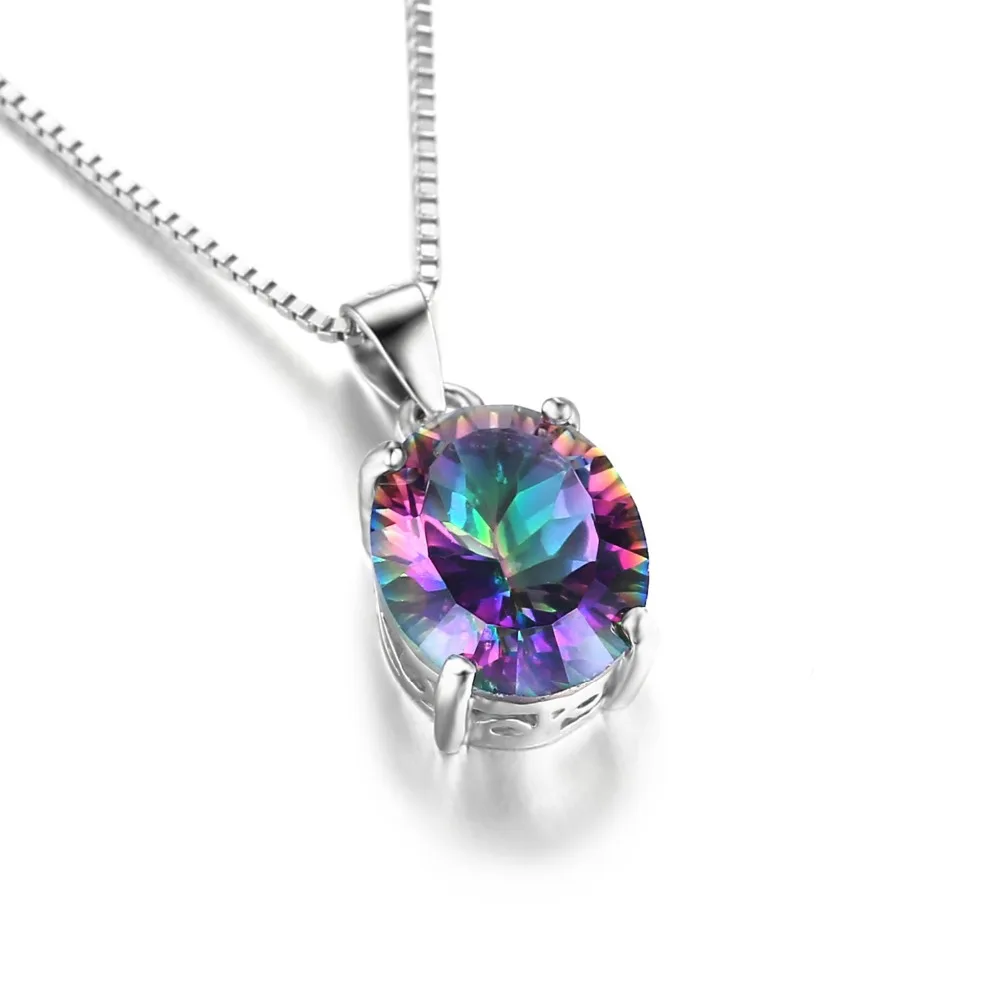 JewelryPalace 3.5ct Подлинная Радуга Своих Мистик Топаз Вогнутый Овальном Подвеска Solid
