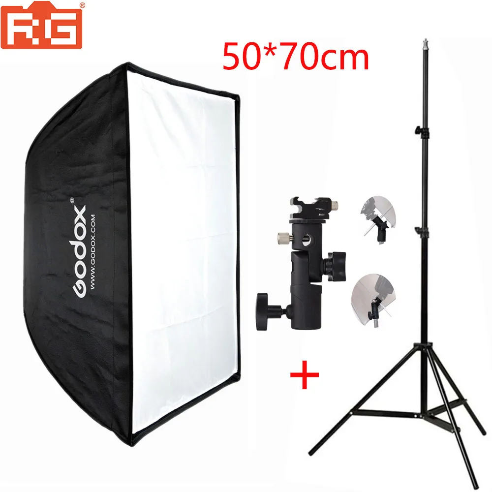 50x70cm Godox Портативный 50*70 см 60*60 см 70*70 см 60*90 см Зонт софтбокс+ E тип+ 2 м осветительная подставка для фотографии фотовспышка вспышка Speedligh - Цвет: 50x70cm