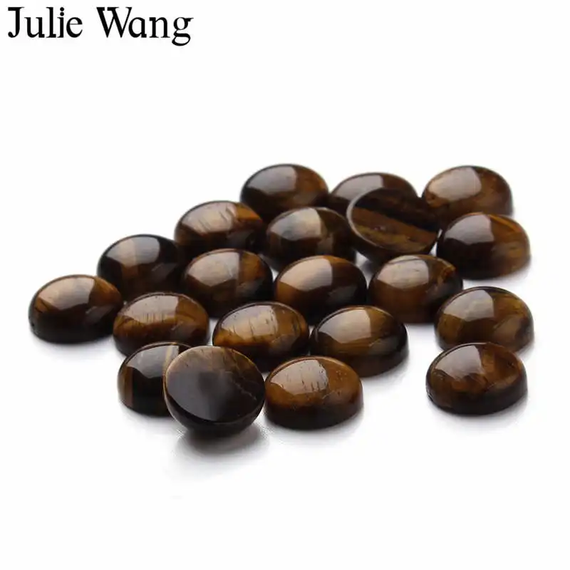Julie Wang 10 шт. 14/18 мм кабошоны из коричневого камня с плоским основанием