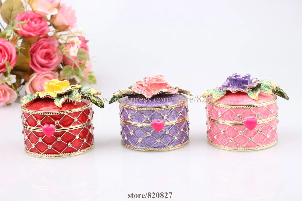 Металлическая винтажная роза Подарочная коробка для таблеток с цветами