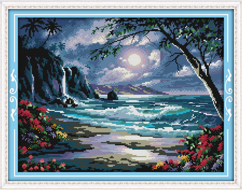 Everlasting love The sea of the moon китайские наборы для вышивания крестиком экологические хлопковые печатные DIY Новые рождественские украшения