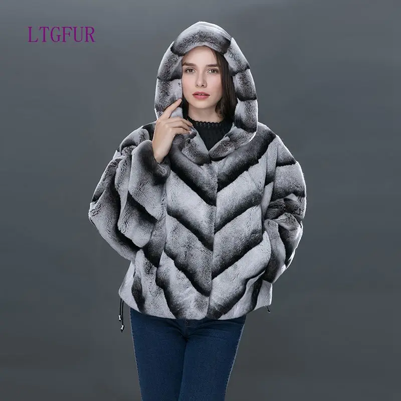 LTGFUR 2018 модное зимнее пальто с кроликом женские меховые кожаные короткие куртки
