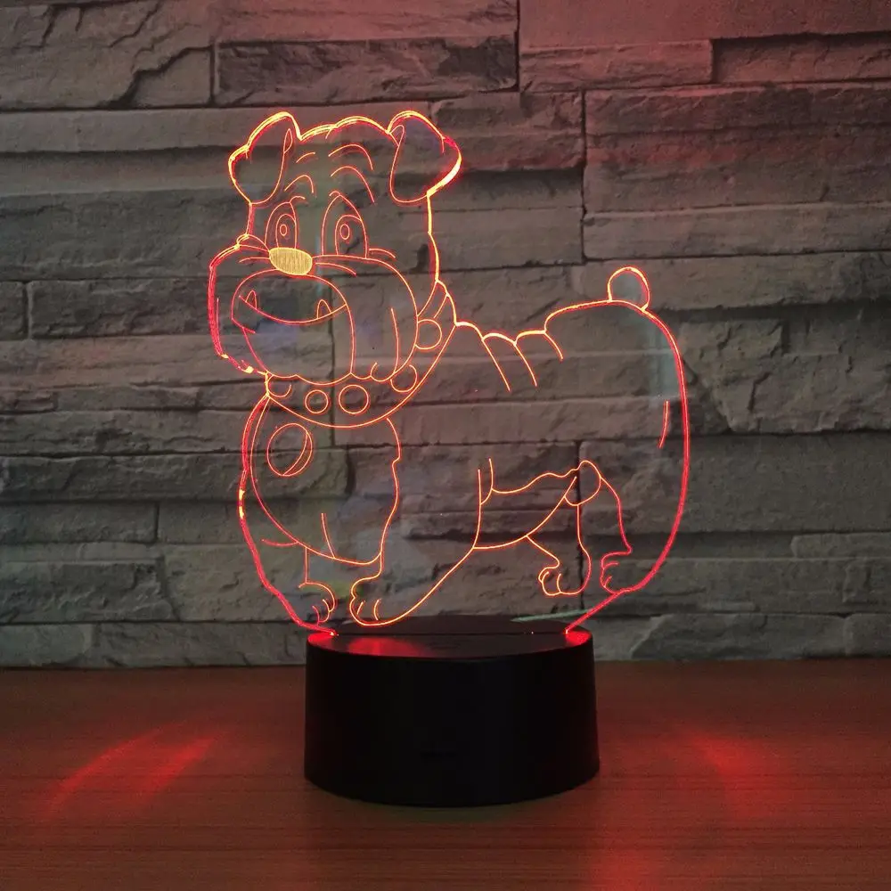 Новая 3d лампа питбуля 7 цветов Светодиодные ночные лампы для детей сенсорный