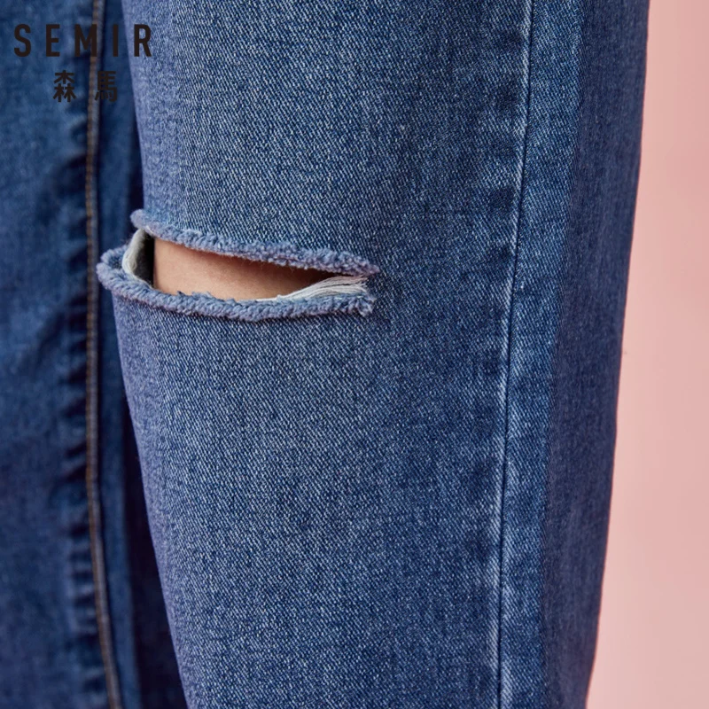 SEMIR Для женщин 100% хлопковые укороченные джинсы с эффектом потертости