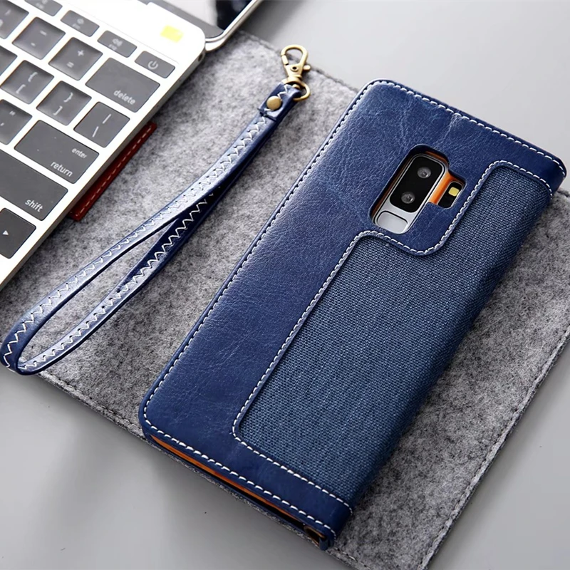 S9 плюс кожаный чехол джинсовые ковбойские PU для samsung Galaxy s9 магнитных флип