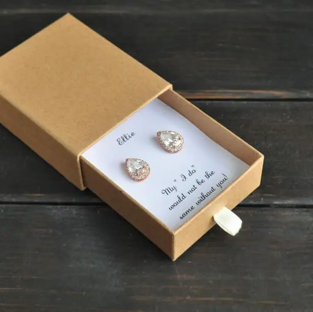 Rose gold Ear Studs Подарок для невесты, пользовательские серьги для невесты, вечерние свадебные серьги, серьги с кубическим цирконием - Цвет: Rose gold Ear Studs