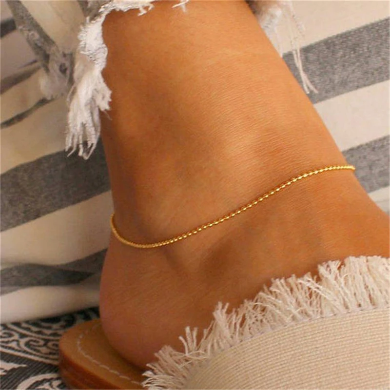 Золотой/Серебряный браслет на лодыжку с шариками сексуальные пляжные браслеты