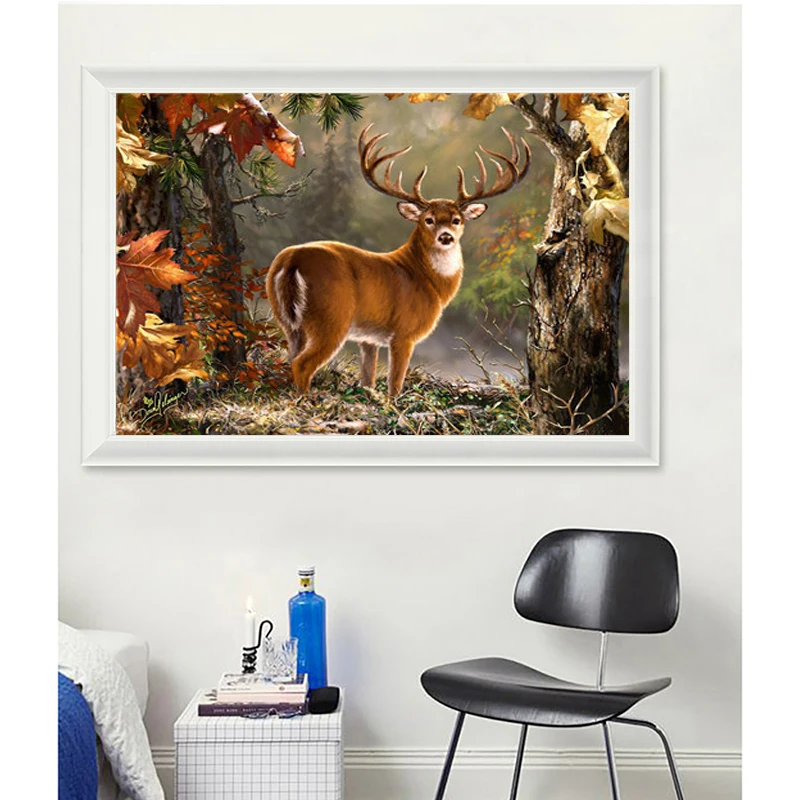 Diamond Embroidery Painting Animal 5D DIY Mosaic Deer in forest Full Round Square Home Decoration | Дом и сад